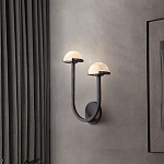 Бра с 2-мя мраморными плафонами на черном корпусе Light Warm Light варинант исполнения - 2 | Loft Concept в Москве