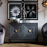 Тумба черная из дерева двухдверная Geometric Double Door Nightstand варинант исполнения - 5 | Loft Concept в Москве