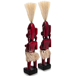 Комплект из 2-х деревянных статуэток Asmat Straw Headdress Statuettes Red варинант исполнения - 2 | Loft Concept в Москве