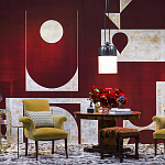 Обои ручная роспись в стиле Арт-деко Assemblage Original colourway on red silk dupion варинант исполнения - 2 | Loft Concept в Москве