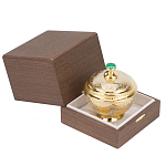 Сахарница металлическая с гравировкой и натуральным камнем Малахит в подарочной коробке Metal Stone Sugar Bowls варинант исполнения - 3 | Loft Concept в Москве