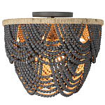 Круглый потолочный светильник с подвесками из круглых деревянных бусин Wooden Beads Black Ceiling Lamp варинант исполнения - 1 | Loft Concept в Москве