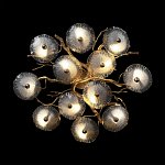 Потолочная люстра круглая ветвистыми бронзовыми элементами и стеклянными рифлеными дисками Textured Glass Chandelier варинант исполнения - 2 | Loft Concept в Москве