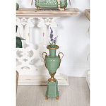Ваза зеленого цвета из фарфора на высокой подставке с бронзовыми ручками Eden Garden porcelain and bronze варинант исполнения - 4 | Loft Concept в Москве