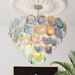 Люстра с каскадом из круглых разноцветных стеклянных дисков Mother of Pearl Iridescence варинант исполнения - 1 | Loft Concept в Москве