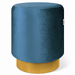 Пуф синий велюр на золотом металлическом основании Golden Belt варинант исполнения - 1 | Loft Concept в Москве