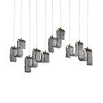 Подвесной светильник линейный с плафонами волнистой формы из фактурного стекла Big Wave варинант исполнения - 2 | Loft Concept в Москве