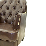 Кресло кожаное c мягкими подлокотниками на 4-х деревянных ножках из массива березы Joseph Armchair brown варинант исполнения - 3 | Loft Concept в Москве