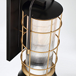 Настенный фонарь цилиндрической формы с рифленым стеклом в золотом каркасе на черном прямоугольном основании Eurofase варинант исполнения - 4 | Loft Concept в Москве