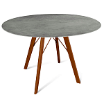 Стол обеденный с серой овальной столешницей из керамики на четырех деревянных ножках Gray Ceramics варинант исполнения - 8 | Loft Concept в Москве