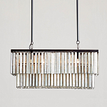 Люстра линейная прямоугольная с подвесками из натурального перламутра Nacre варинант исполнения - 2 | Loft Concept в Москве