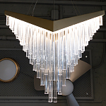 Люстра золотого цвета в форме галочки с каскадом длинных прозрачных трубок Eurofase варинант исполнения - 13 | Loft Concept в Москве