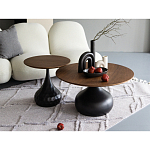 Столик журнальный с круглой деревянной столешницей на черном фактурном основании Bourgeon варинант исполнения - 5 | Loft Concept в Москве