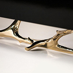 Дизайнерский комод чёрный глянцевый с основанием в виде золотых ветвей Meta Credenza  варинант исполнения - 2 | Loft Concept в Москве