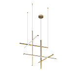 Люстра с 6-ю  пересекающимися цилиндрическими плафонами на тонких тросах Trumpet tube варинант исполнения - 2 | Loft Concept в Москве