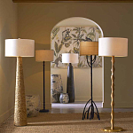 Торшер с фактурным массивным корпусом и тканевым цилиндрическим абажуром Textured Monolith варинант исполнения - 5 | Loft Concept в Москве