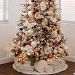 Заснеженная Новогодняя Ель с золотыми листьями и цветами в комплекте варинант исполнения - 3 | Loft Concept в Москве