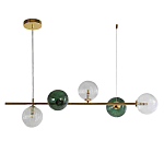 Люстра подвесная линейная с рифлеными стеклянными плафонами Bolle Multi Color варинант исполнения - 1 | Loft Concept в Москве