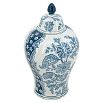 Ваза с крышкой и голубым цветочным рисунком 37 см Blue & White Ornament варинант исполнения - 1 | Loft Concept в Москве