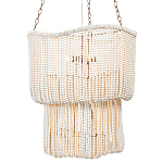 Двухъярусная люстра с подвесками из круглых деревянных бусин белая White Beads Two-tier Chandelier варинант исполнения - 1 | Loft Concept в Москве