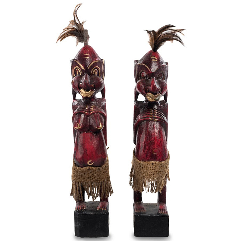   2-   Asmat Wooden Statuettes Dark Red       | Loft Concept 