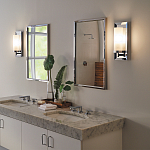 Бра для ванных комнат с цилиндрическим плафоном на прямоугольном зеркальном основании Feiss варинант исполнения - 2 | Loft Concept в Москве