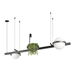 Подвесной светильник линейный с 2-мя шарообразными плафонами и цилиндрическим спотом Light of Еyes варинант исполнения - 8 | Loft Concept в Москве