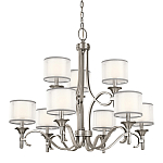 Люстра с белыми тканевыми абажурами в прозрачных стеклянных цилиндрах Kichler варинант исполнения - 1 | Loft Concept в Москве