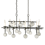 Люстра подвесная с 8-ю лампами и стеклянными круглыми подвесками Currey & Company варинант исполнения - 1 | Loft Concept в Москве