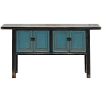 Деревянная консоль в китайском стиле с дверцами голубая Qin Console Table Blue варинант исполнения - 1 | Loft Concept в Москве