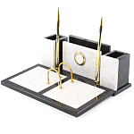 Настольный письменный набор из белого мрамора с часами Marble Accessory варинант исполнения - 2 | Loft Concept в Москве