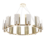 Люстра подвесная круглая с прямоугольными мраморными и золотистыми панелями на металлическом каркасе Диаметр 118 см Marble square Chandelier варинант исполнения - 2 | Loft Concept в Москве