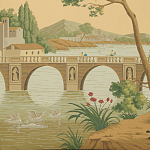 Обои ручная роспись Views of Italy Crepuscule варинант исполнения - 2 | Loft Concept в Москве