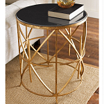 Приставной стол с металлическим золотым  основанием и чёрной столешницей Paradigm варинант исполнения - 1 | Loft Concept в Москве