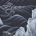 Обои ручная роспись Matsushima Waves Roka on Edo Night painted silk варинант исполнения - 1 | Loft Concept в Москве
