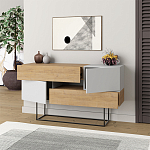 Комод c 2-мя белыми дверцами и 2-мя выдвижными ящиками цвета древесины EROS CONSOLE OAK WHITE варинант исполнения - 2 | Loft Concept в Москве