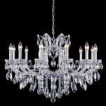 Люстра подвесная с 12-ю лампочками и прозрачными хрустальными подвесками на хромированном основании Crystal lamps варинант исполнения - 1 | Loft Concept в Москве