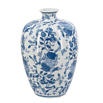 Ваза фарфоровая с узким горлышком и синими цветочными мотивами Independence варинант исполнения - 2 | Loft Concept в Москве