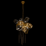 Люстра подвесная со стеклянными плафонами из дымчатого и золотистого с шестью вертикальными подвесками Gilded Mirage  варинант исполнения - 3 | Loft Concept в Москве