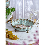 Чаша из голубого фарфора на бронзовых ножках с рисунком цветов и фигурками стрекоз Blue Garden варинант исполнения - 3 | Loft Concept в Москве