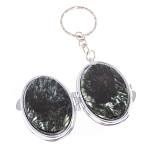 Зеркало брелок карманное двухстороннее из натурального камня Серафинит Stone Mirrors варинант исполнения - 2 | Loft Concept в Москве