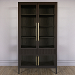 Витрина Primo со стеклянными фасадами и 2 ящиками Темный орех варинант исполнения - 1 | Loft Concept в Москве