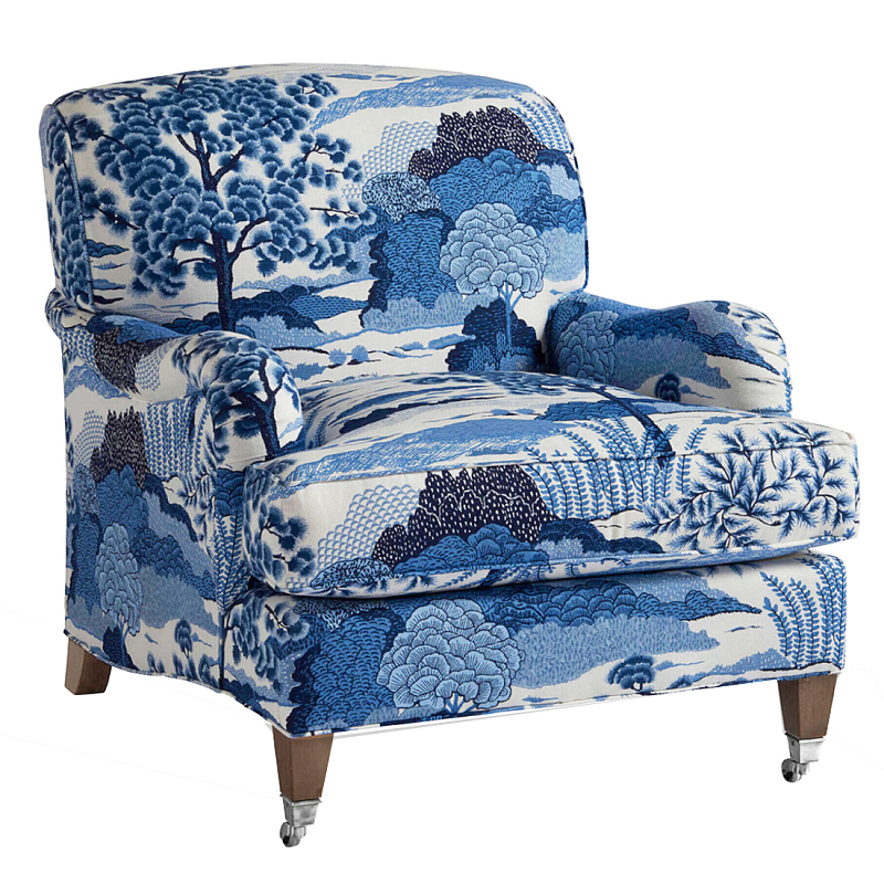Кресло Trumann Club Chair Blue Landscape синий пейзаж Синий Белый в Москве | Loft Concept 