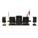 Настольный письменный набор из креноида и змеевика на бронзовых ножках Marble Accessory варинант исполнения - 4 | Loft Concept в Москве