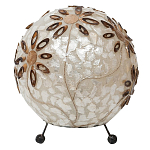 Настольная лампа из перламутра на металлическом каркасе Indonesian Ball варинант исполнения - 3 | Loft Concept в Москве