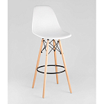 Пластиковый барный стул на ножках из массива бука Eames White варинант исполнения - 1 | Loft Concept в Москве