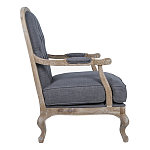 Кресло с пуфом с мягкой обивкой из льна Edward Armchair grey варинант исполнения - 2 | Loft Concept в Москве