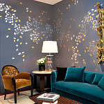 Обои ручная роспись Gingko Colourway SC-98 on Gun Metal dyed silk варинант исполнения - 1 | Loft Concept в Москве