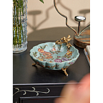 Блюдо из голубого фарфора с бронзовой птичкой Blue Garden варинант исполнения - 4 | Loft Concept в Москве