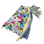 Ковер разноцветный из джинсовой одежды и армейских палаток Upcycling варинант исполнения - 1 | Loft Concept в Москве